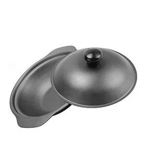 Кастрюля чугунная термостойкая с крышкой для тушения курицы и риса - Фото 1