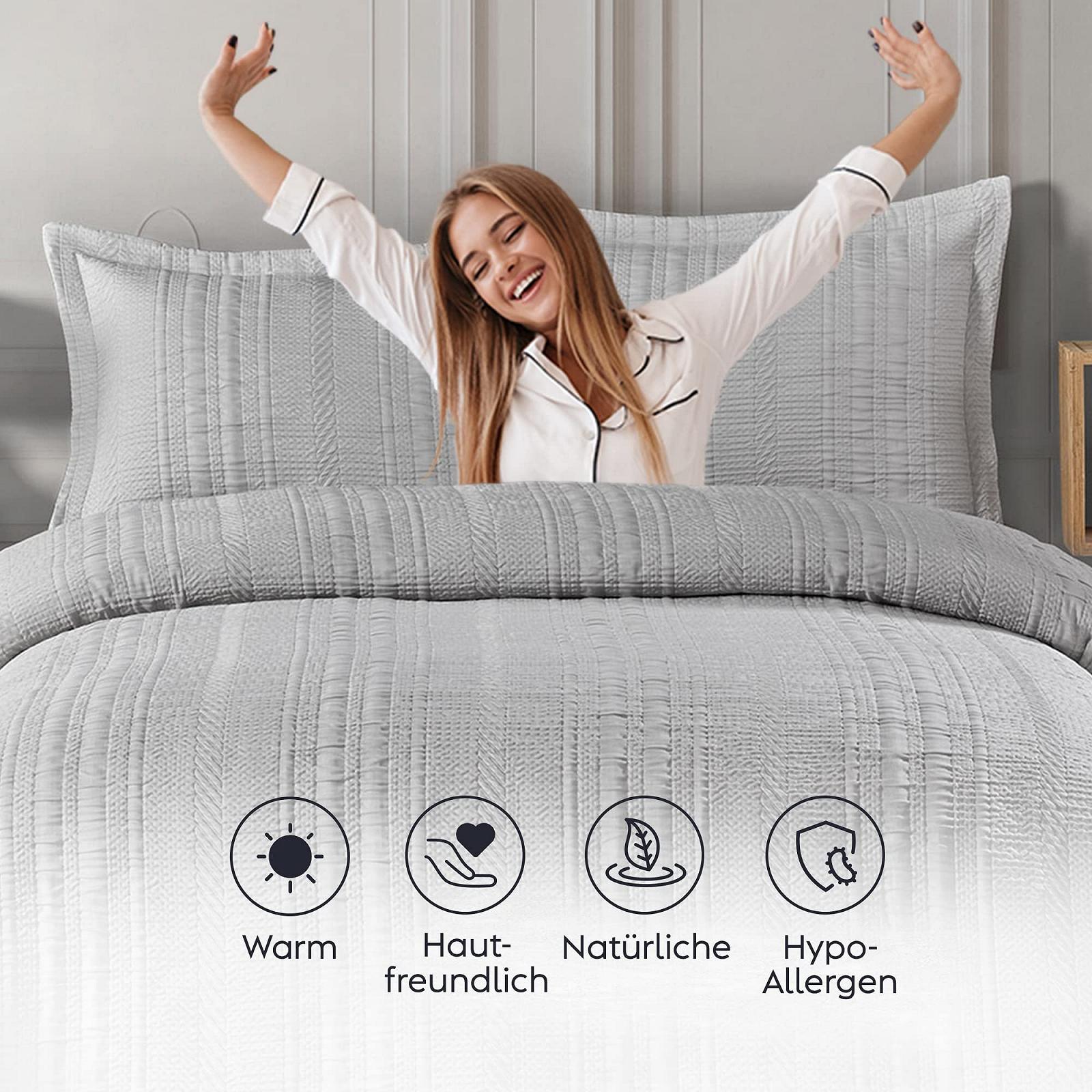 Покрывало Elart 220 x 240 см и 2 наволочки 50 x 70 см, жаккардовое плетение, мягкое, серое, фото №3