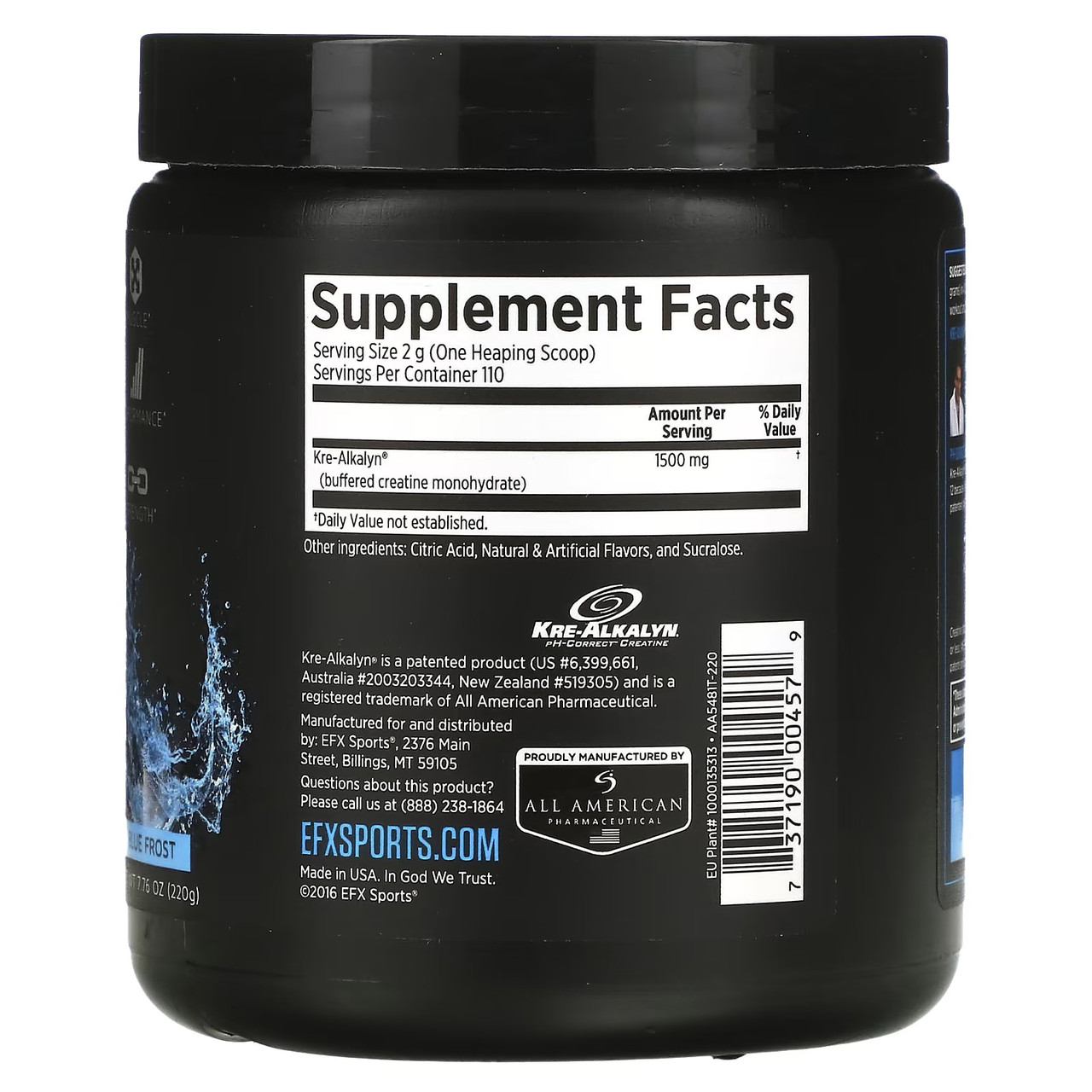Креатин EFX Kre-Alkalyn Powder 220 g Blue Frost, фото №2