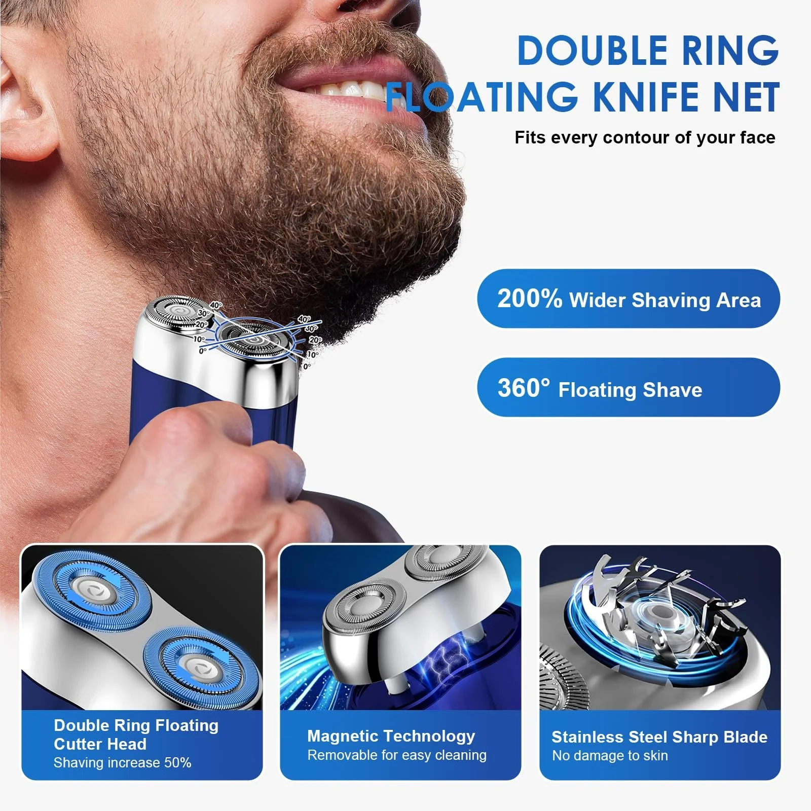 Електробритва чоловіча міні Dual Ring IPX7 7500 rpm, фото №2 Електробритва чоловіча міні Dual Ring IPX7 7500 rpm, фото №2