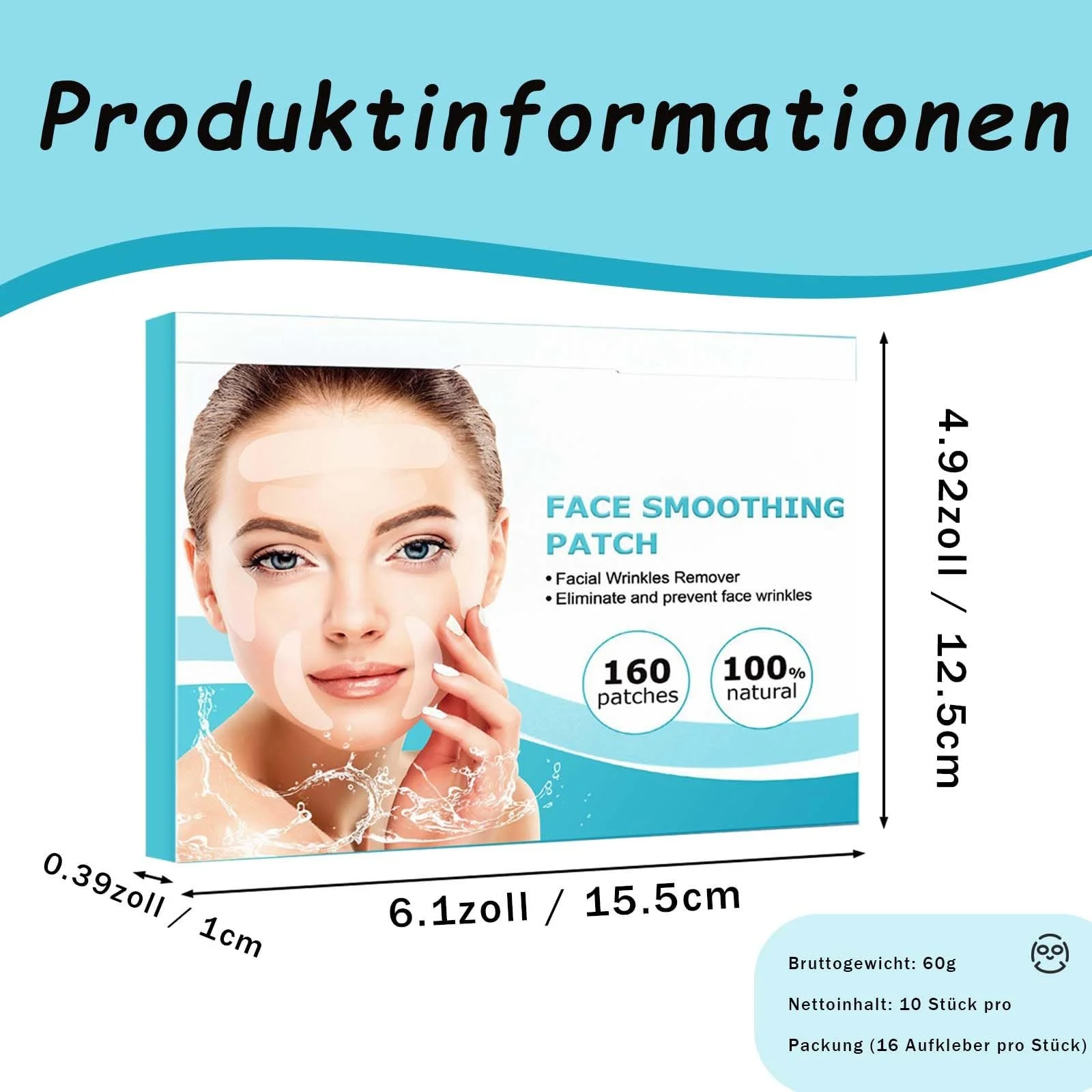 Смужки для видалення зморшок на обличчі Multifunctional, 160 шт., прозорі, фото №2