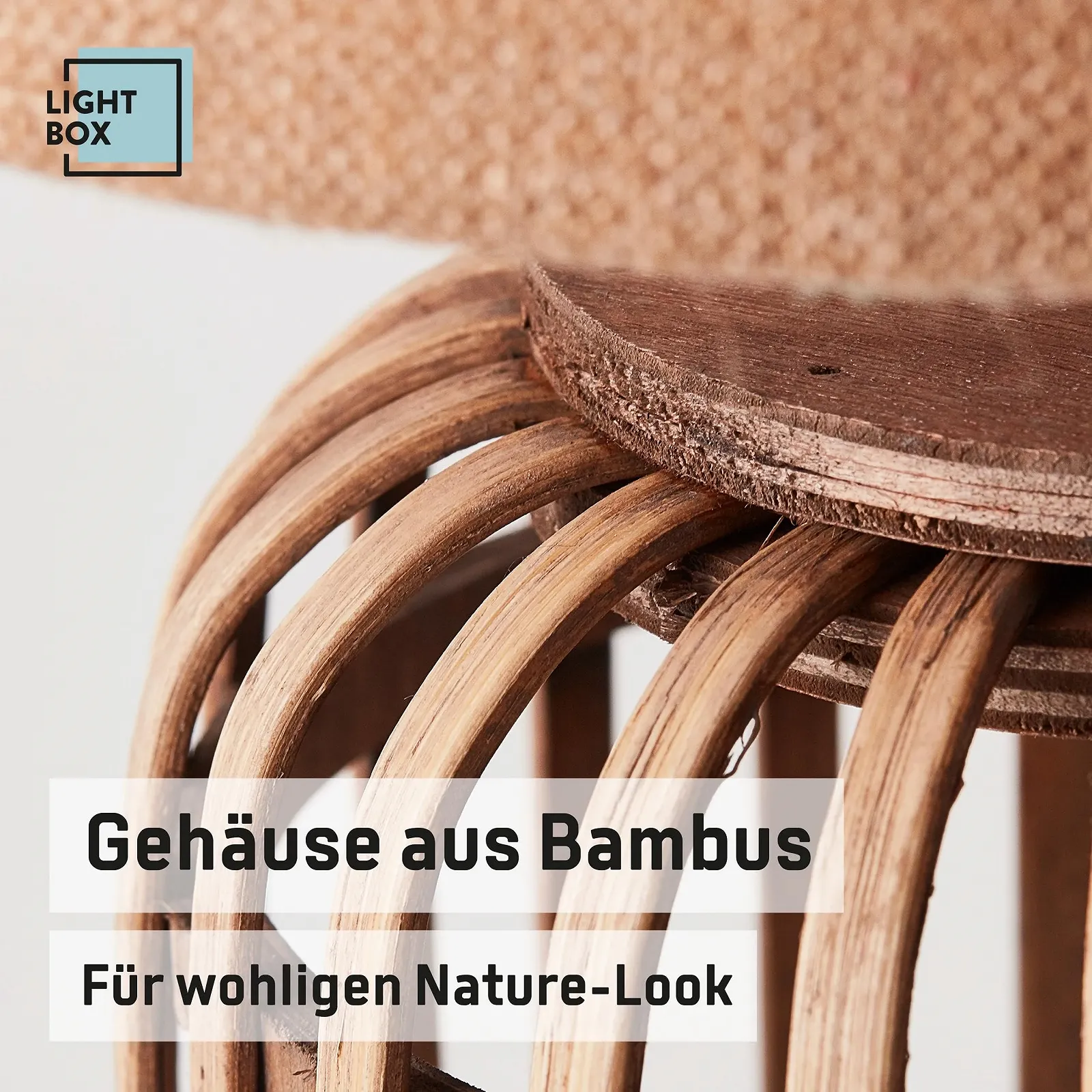 Настольная лампа Lightbox декоративная 43 см высота бамбук/текстиль натуральный вид, фото №6