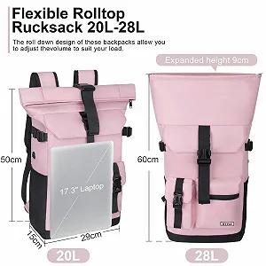Рюкзак для ноутбука Rolltop 28L 17.3 дюйма Waterproof Рожевий synthetic.ua - Фото 1