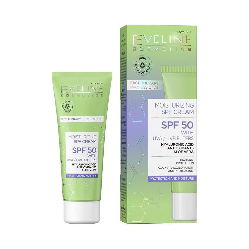Зволожувальний крем для обличчя Eveline Cosmetics Face Therapy Professional SPF 50 антивіковий, фото №1 Зволожувальний крем для обличчя Eveline Cosmetics Face Therapy Professional SPF 50 антивіковий, фото №1