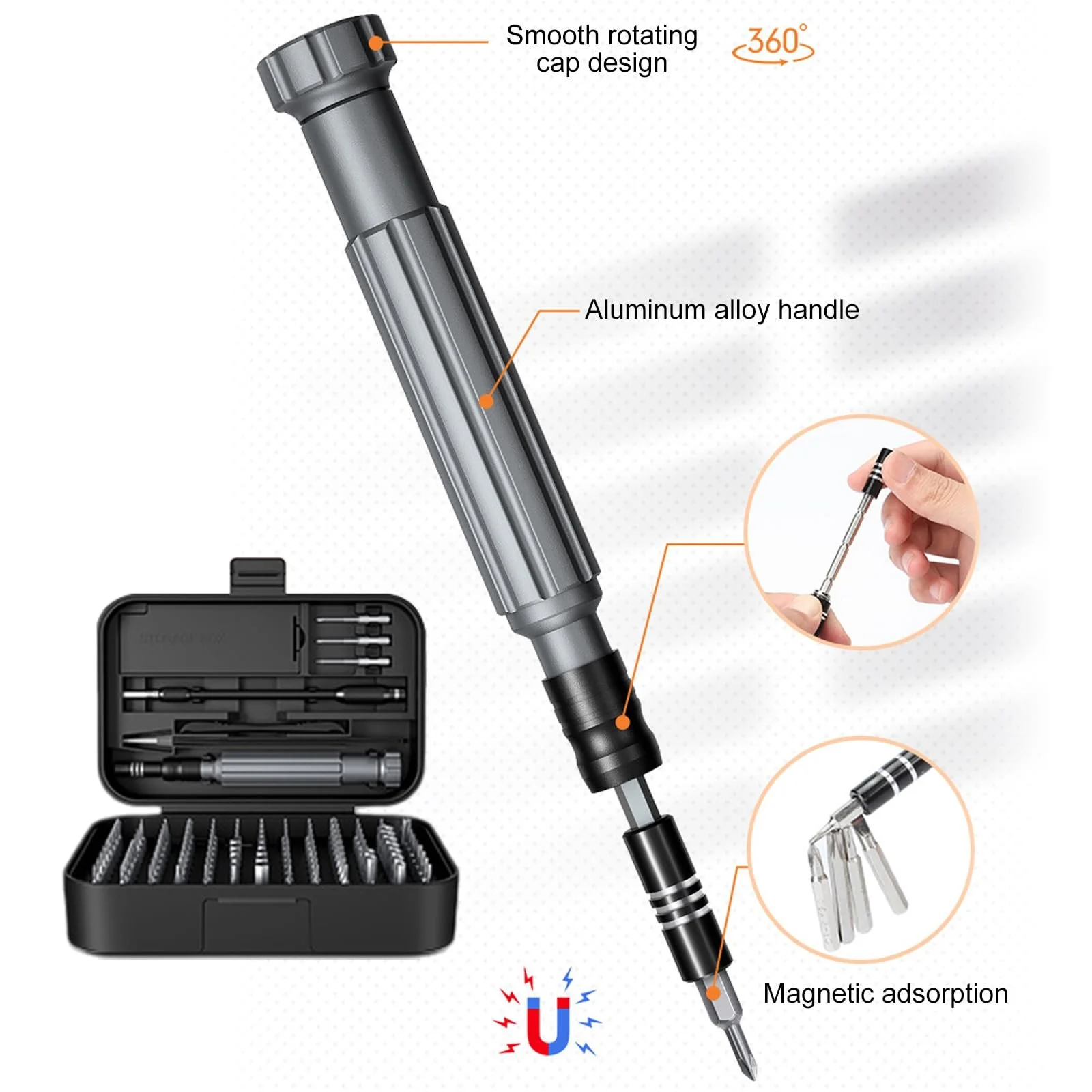 Набір викруток для прецизійної механіки 150 в 1 S2 з алюмінієвою рукояткою міні, фото №7