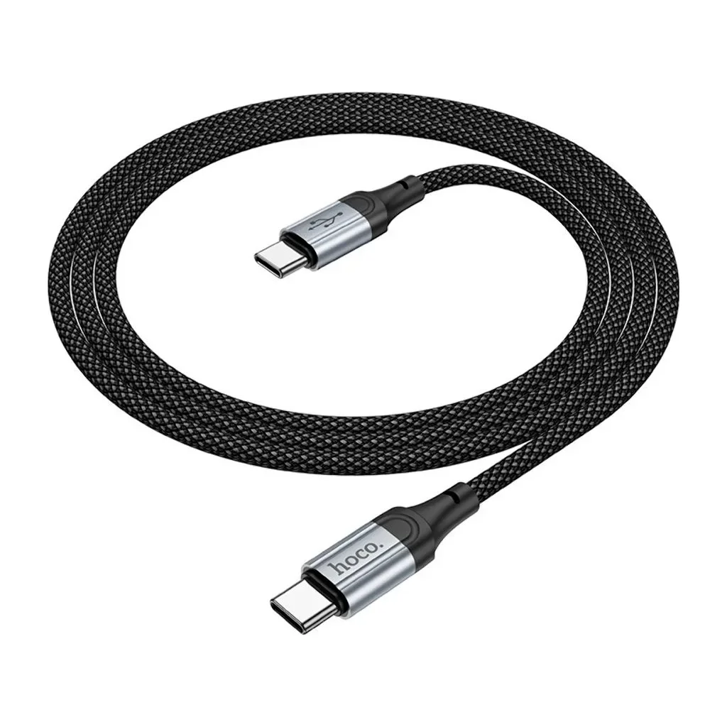 Дата кабель USB-C to USB-C 1.0m 3A nylon X102 black HOCO (6942007608787), фото №1