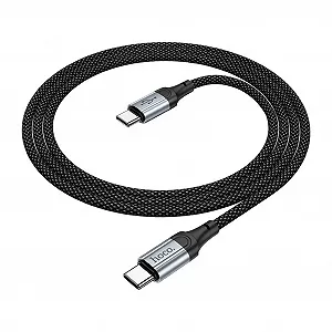 Дата кабель USB-C to USB-C 1.0m 3A nylon X102 black HOCO (6942007608787) - Фото 1