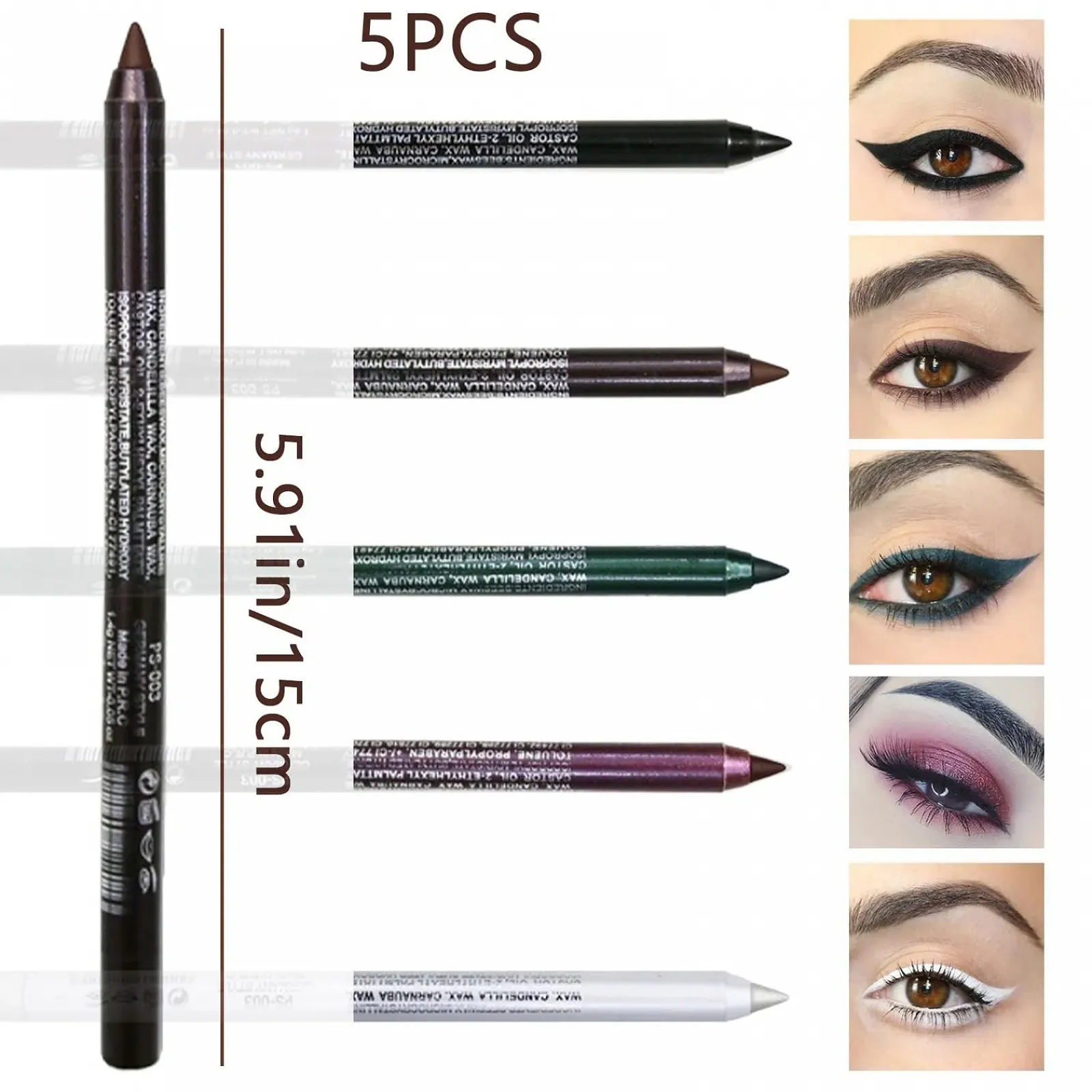 Карандаш для глаз 5 цветов Водонепроницаемый неоновый, фото №3