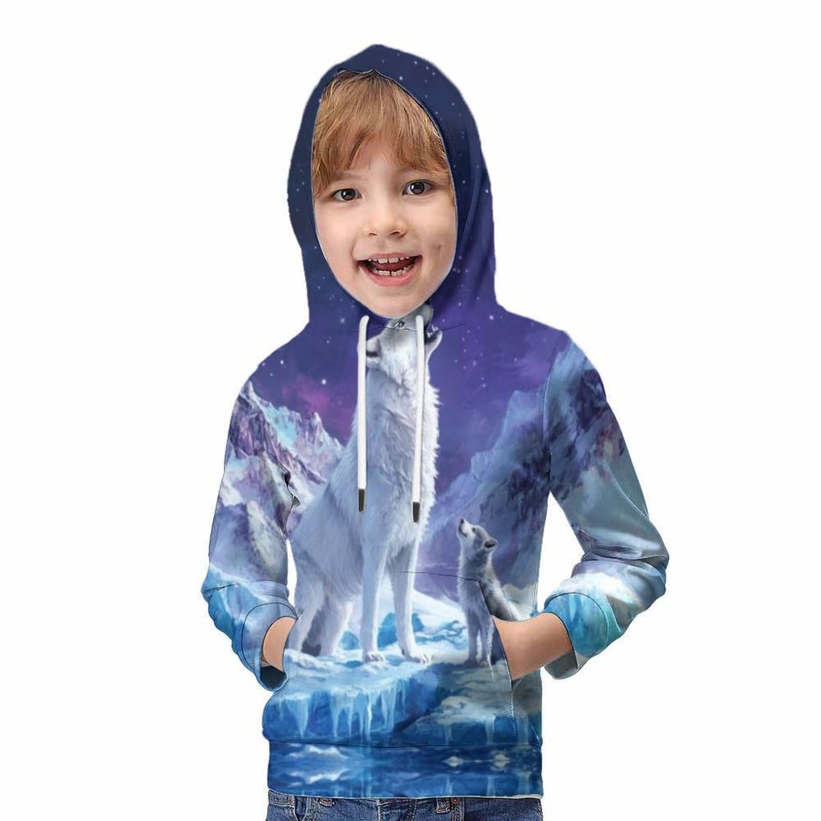 Худі для хлопчиків Wolf KHHKJBVCE 3D принт Довгий рукав З кишенями, фото №5