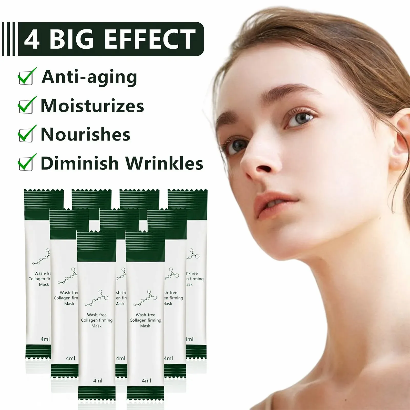 Маска Miioto Collagen нічна, набір з 4 органічних масок з колагеном, фото №1