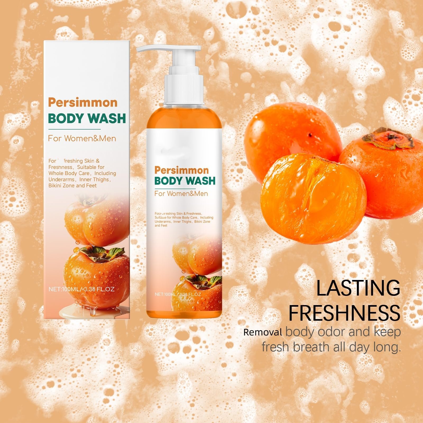 Гель для душу Persimmon Natural Deep Cleansing Odour Control Moisturising Fresh Fragrance 2 штуки, фото №5