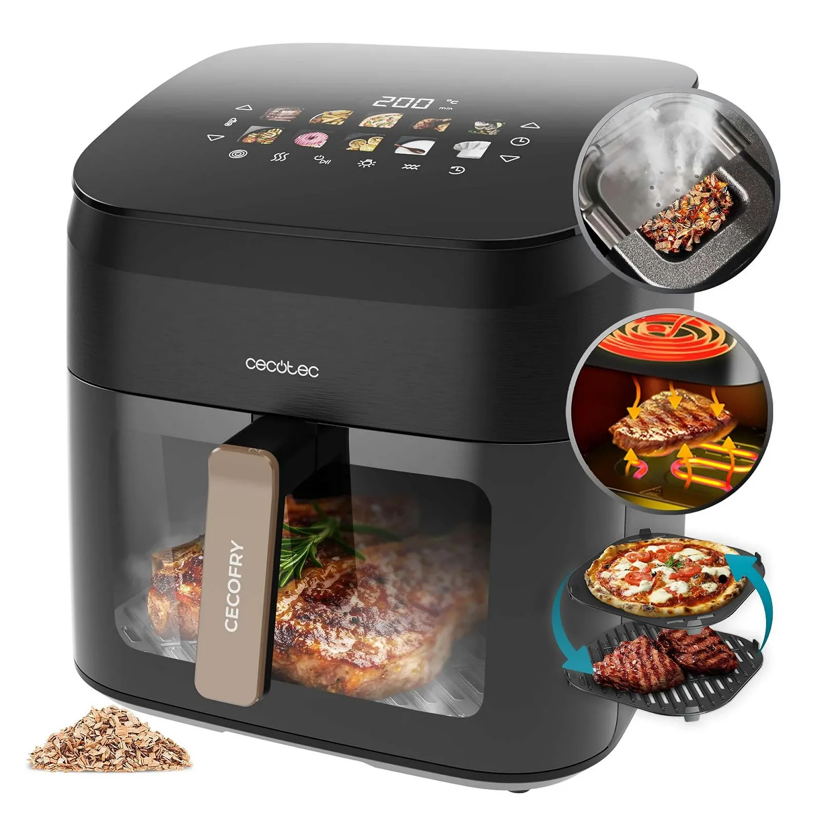 Мультипечь Cecotec Cecofry & Grill Smokin' 8500 8.5 л Гриль Двойной нагрев Коптильня 2200 Вт 40-200 °C 10 меню, фото №1 Мультипечь Cecotec Cecofry & Grill Smokin' 8500 8.5 л Гриль Двойной нагрев Коптильня 2200 Вт 40-200 °C 10 меню, фото №1