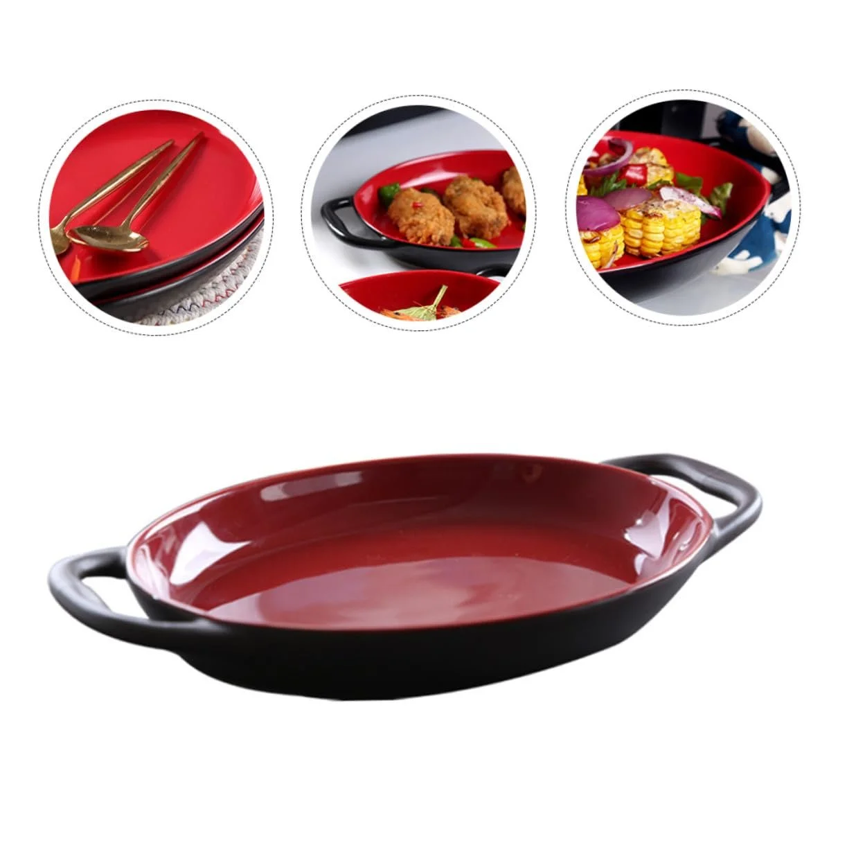 Набір форм для випікання VALICLUD керамічних 2 шт. з подвійними ручками кольорові, фото №7