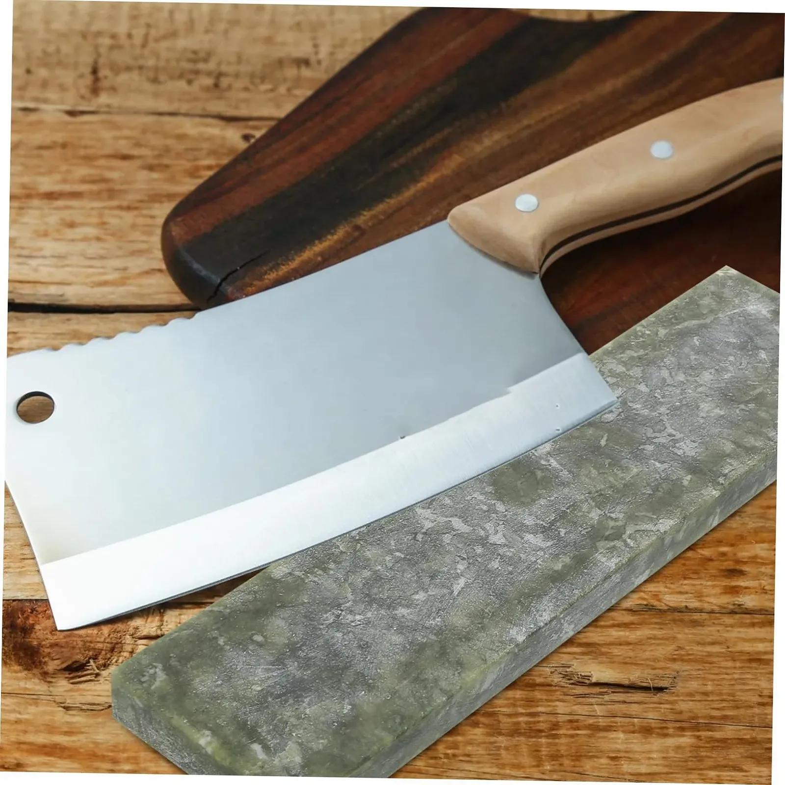 Точильний камінь природний Green Polishing Stone для ножів та ножиць 1 набір, фото №6