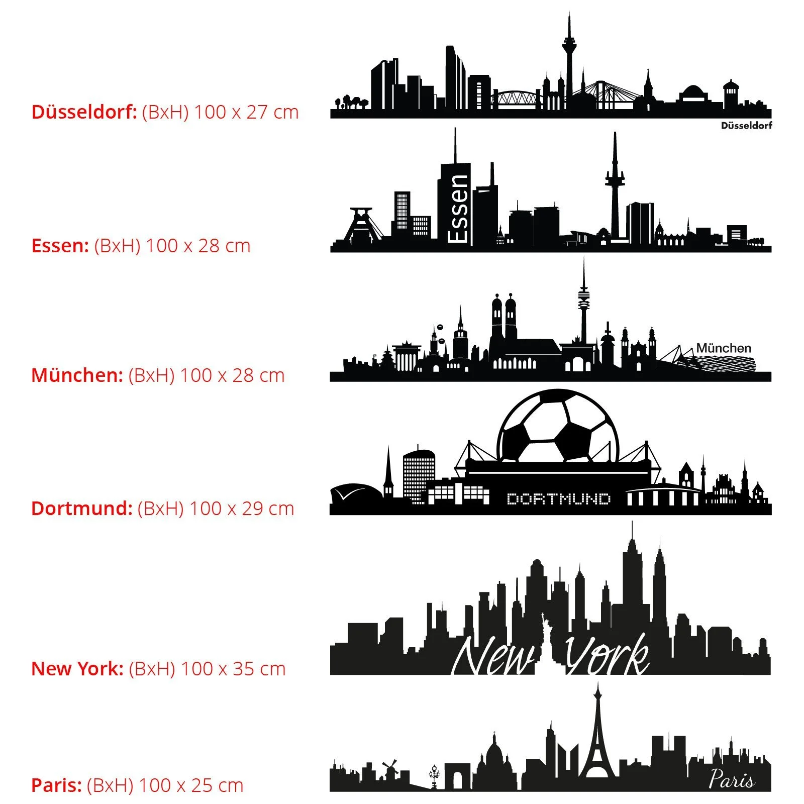 Наклейка на стіну Wandora New York Skyline W1366 100 x 35 см чорна, фото №5