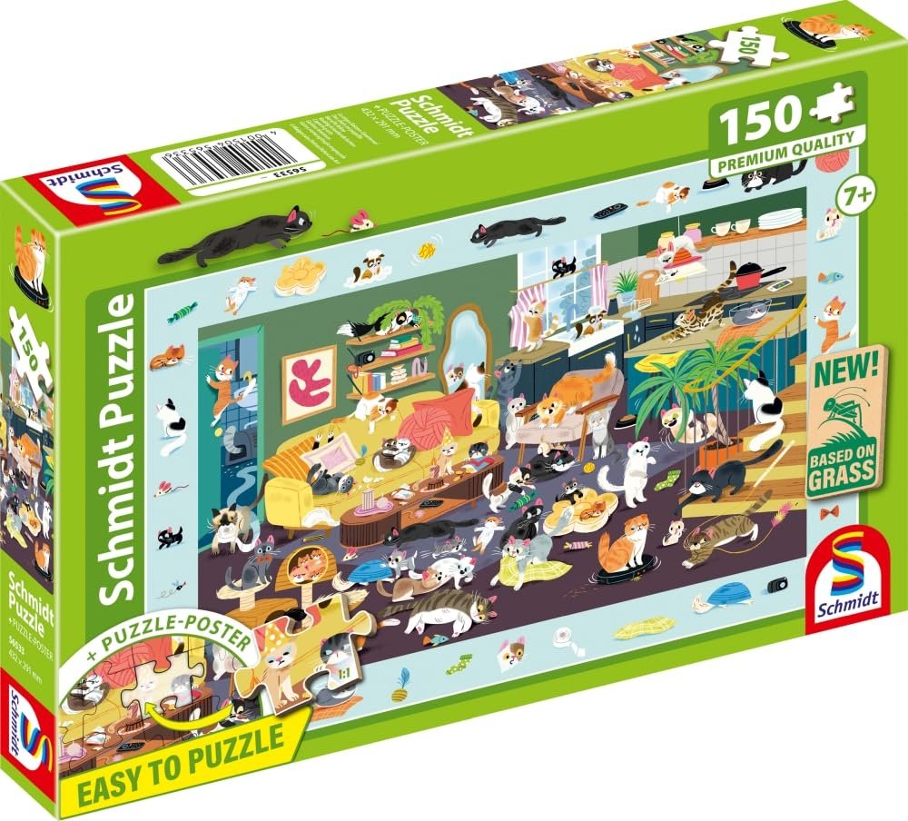 Пазл Schmidt Spiele 56533 Funny Cat Squeaky 150 деталей травяной картон, фото №5