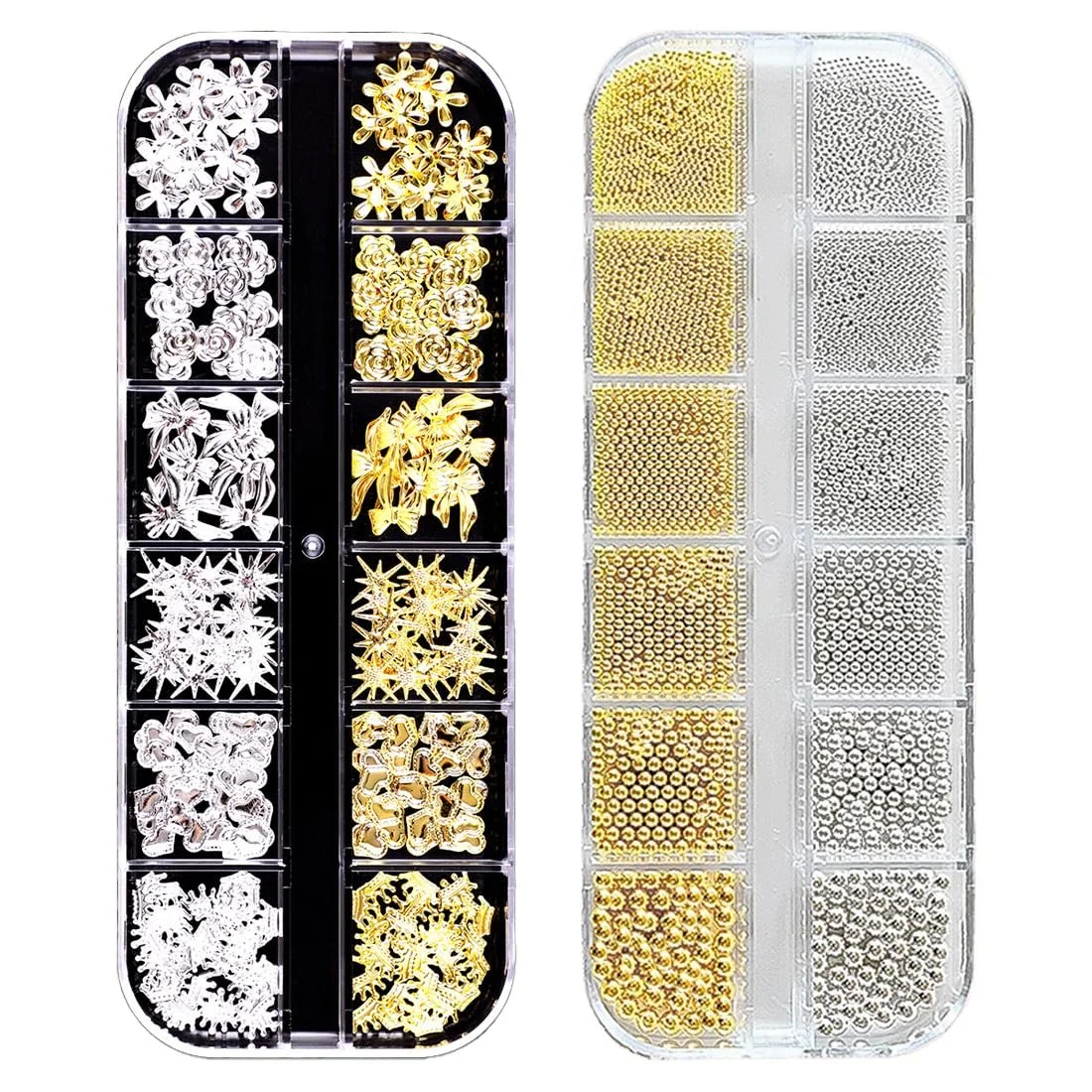 (2 коробки) Зірки, бантики Золотий, Срібний, фото №1