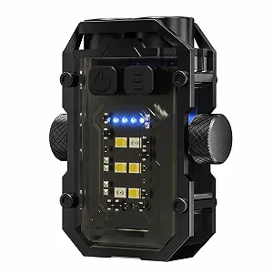 Міні Ліхтарик LED Акумуляторний Надзвичайно Яскравий з Червоним Синім Світлом Маленький Брелок Водонепроникний Ручний для Кемпінгу Чорний - Фото 1