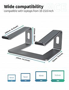 Подставка для ноутбука SOUNDANCE, алюминиевая подставка для компьютера, эргономичная подставка для ноутбука для стола, металлический держатель, совместима с ноутбуками 10-15,6 дюймов, серая synthetic.ua - Фото 1