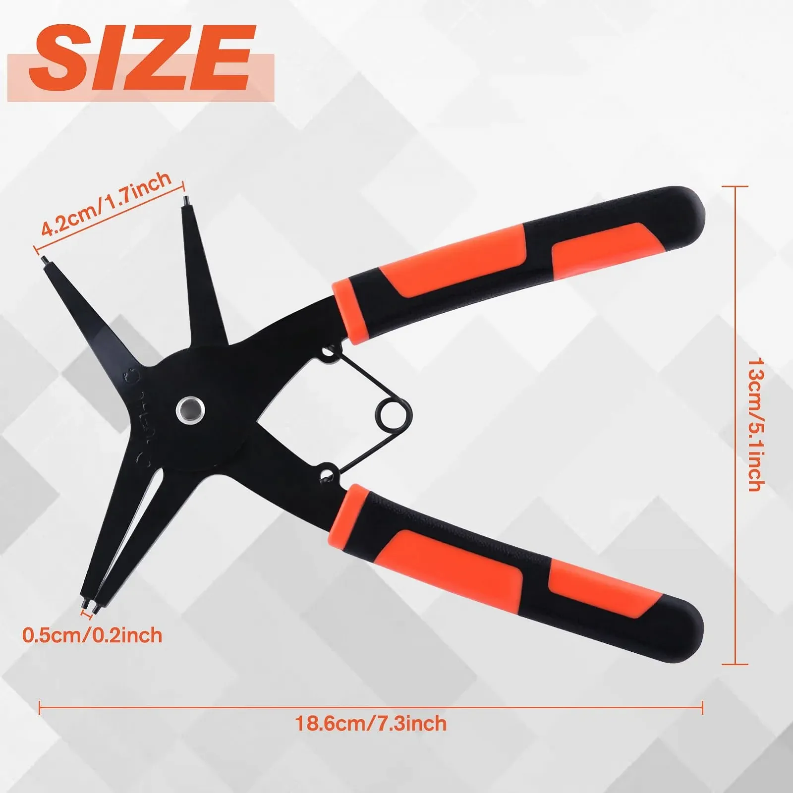 Плоскогубцы для стопорных колец 2 в 1 LEONTOOL, внутренние/наружные, прямые, для стопорных колец диаметром 10 мм - 140 мм, двойного назначения, для C-образных зажимов, фото №5 Плоскогубцы для стопорных колец 2 в 1 LEONTOOL, внутренние/наружные, прямые, для стопорных колец диаметром 10 мм - 140 мм, двойного назначения, для C-образных зажимов, фото №5