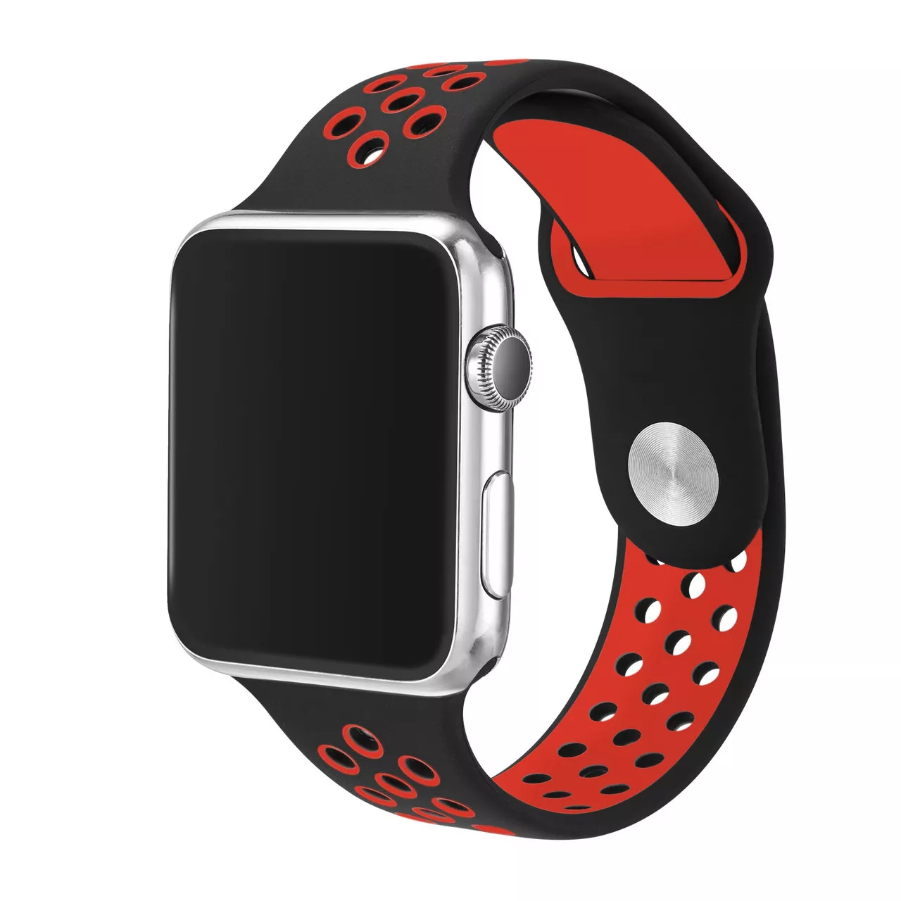 Спортивный ремешок с перфорацией Primo для Apple Watch 38mm 40mm S/M 110mm Black Red, фото №2