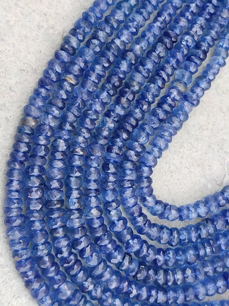 Бусины Кианит огранки рондель, 4.5-6 мм, нить длиной 40 см, драгоценные камни для изготовления ювелирных изделий для ожерелья, браслета, фото №1