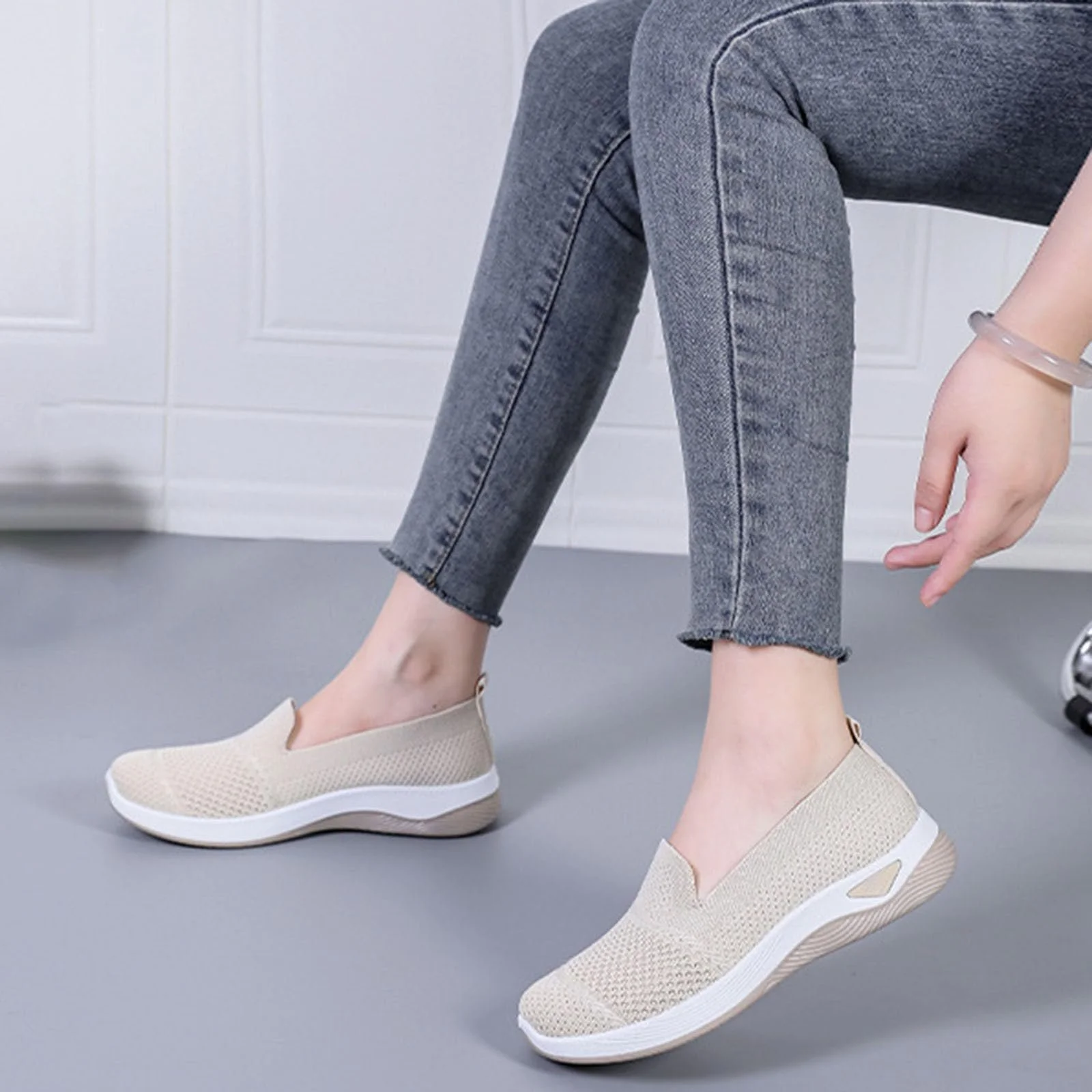 Кросівки Gyaimxfu ортопедичні жіночі без шнурків, для ходьби, ортопедична платформа, легкі, зручні, з посиленою амортизацією, фото №5