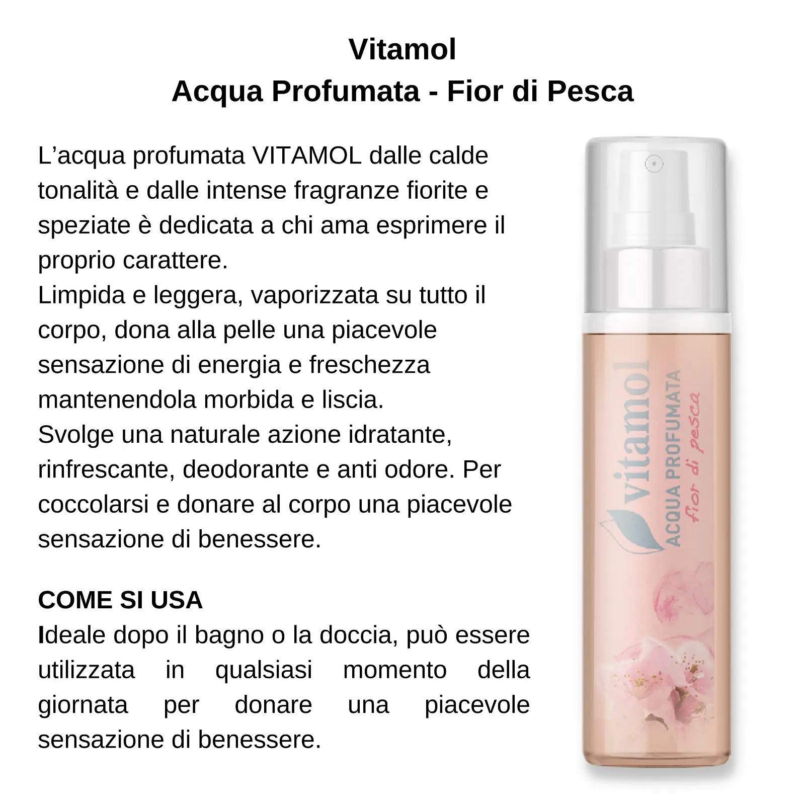 Лосьйон для тіла Vitamol Аромат Квітучого Персика Зволожуючий, освіжаючий та дезодоруючий 100 мл, фото №2 Лосьйон для тіла Vitamol Аромат Квітучого Персика Зволожуючий, освіжаючий та дезодоруючий 100 мл, фото №2