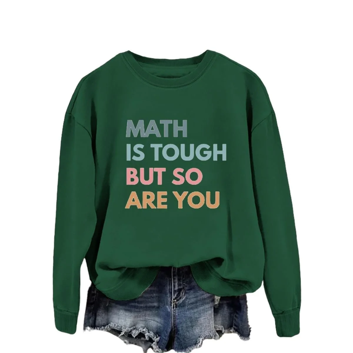 Женский Свитшот Однотонный Легкий Классический Math Is Tough But So Are You, фото №2