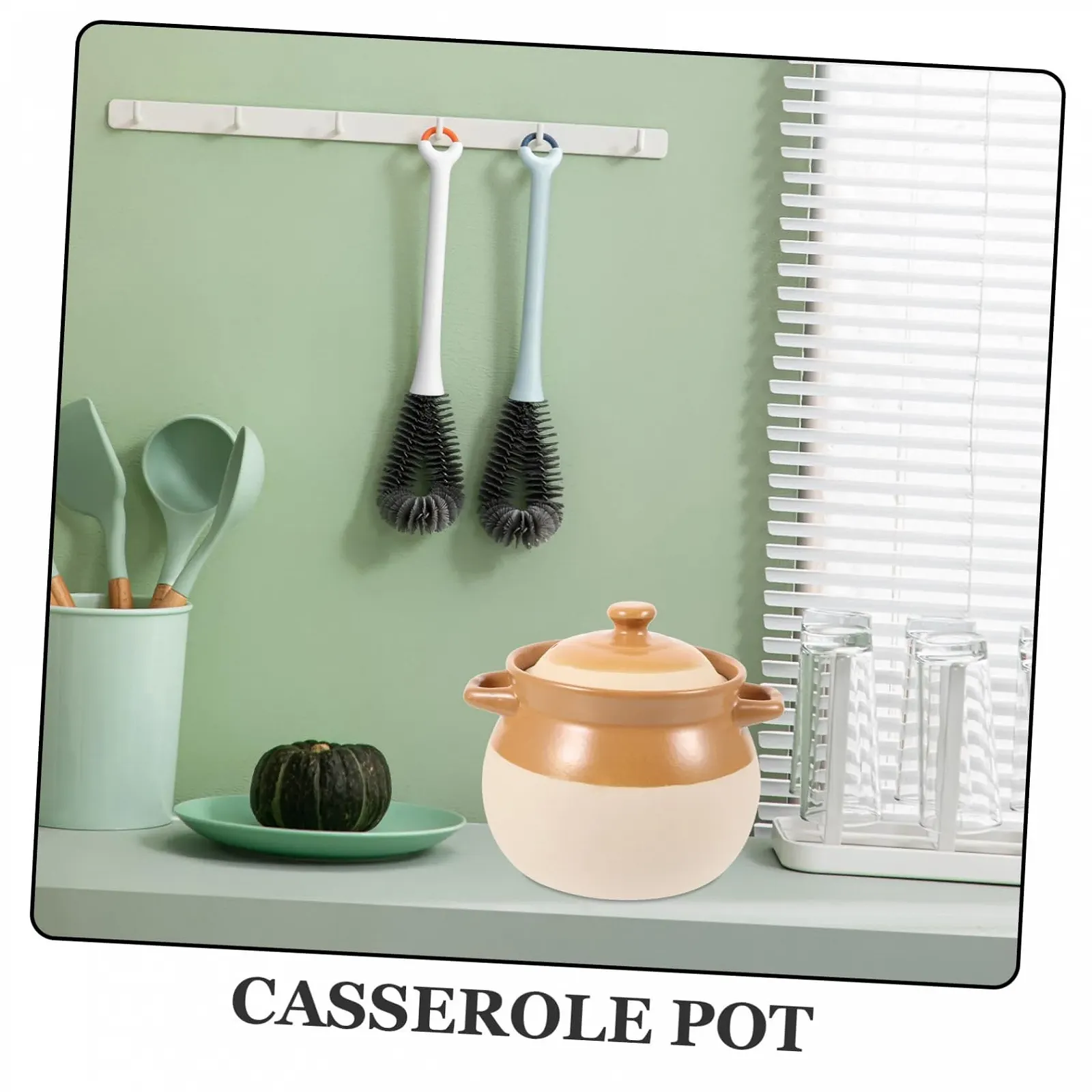 Керамическая кастрюля GLEAVI для пасты, супа и курицы с гладкой поверхностью и двойными ручками, фото №8