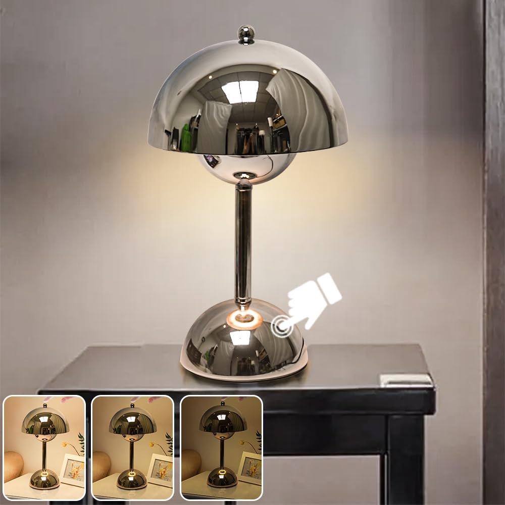 Настільна лампа ELINKUME Mushroom E27 G45 Silver, фото №3