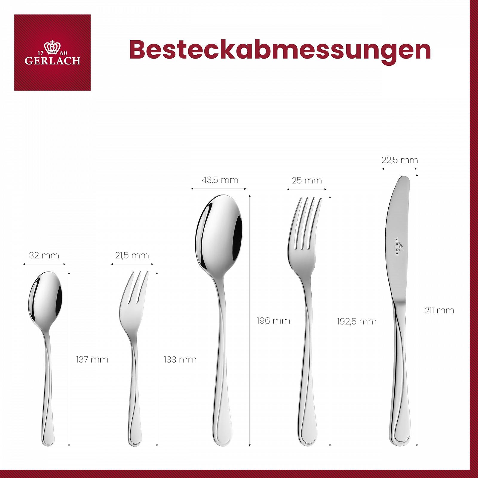 Набір столових приборів Gerlach 1760, нержавіюча сталь, 6 персон, 30 предметів, ніж, виделка, ложка, блискучий, фото №3 Набір столових приборів Gerlach 1760, нержавіюча сталь, 6 персон, 30 предметів, ніж, виделка, ложка, блискучий, фото №3