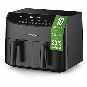 Мультипечь Gourmetmaxx Double Chamber Hot Air Fryer 2 x 3.5 л 2400 Вт 10 программ Чорний - Фото 1