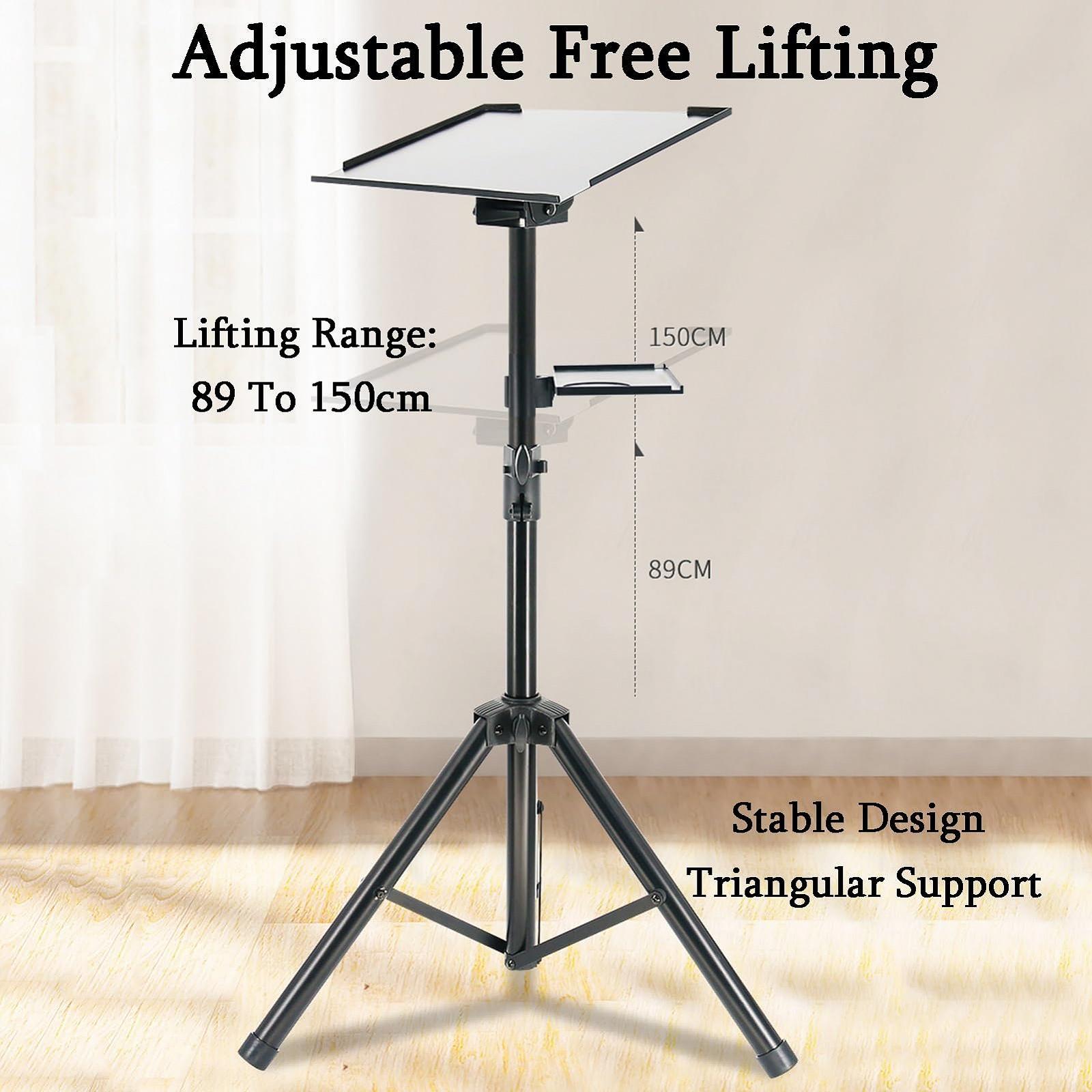 Напольная стойка для ноутбука, портативный штатив для проектора из стали, регулируемый верстак с полкой, для дома, офиса, улицы, грузоподъемность 50 кг, фото №4