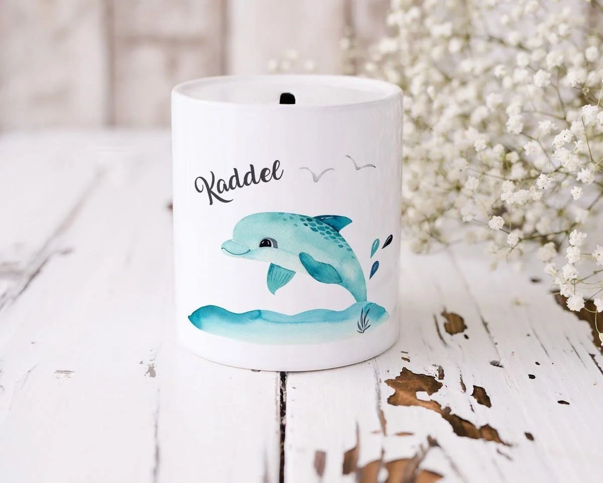 Скарбничка дитяча Mikalino Дельфін Керамічна Біла One Size, фото №4