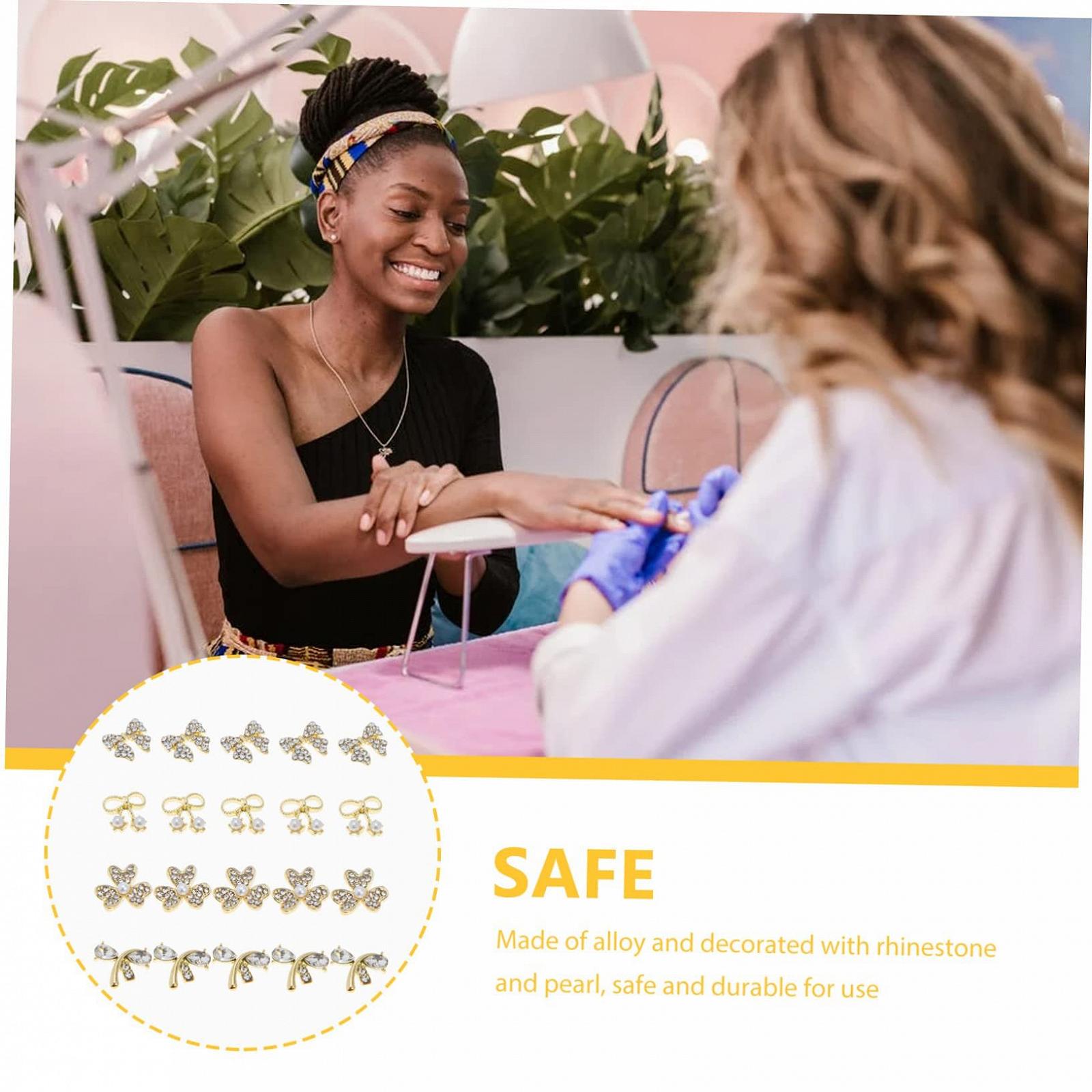 Бантики, стрази для нігтів, хрестики, металеві прикраси, фото №5