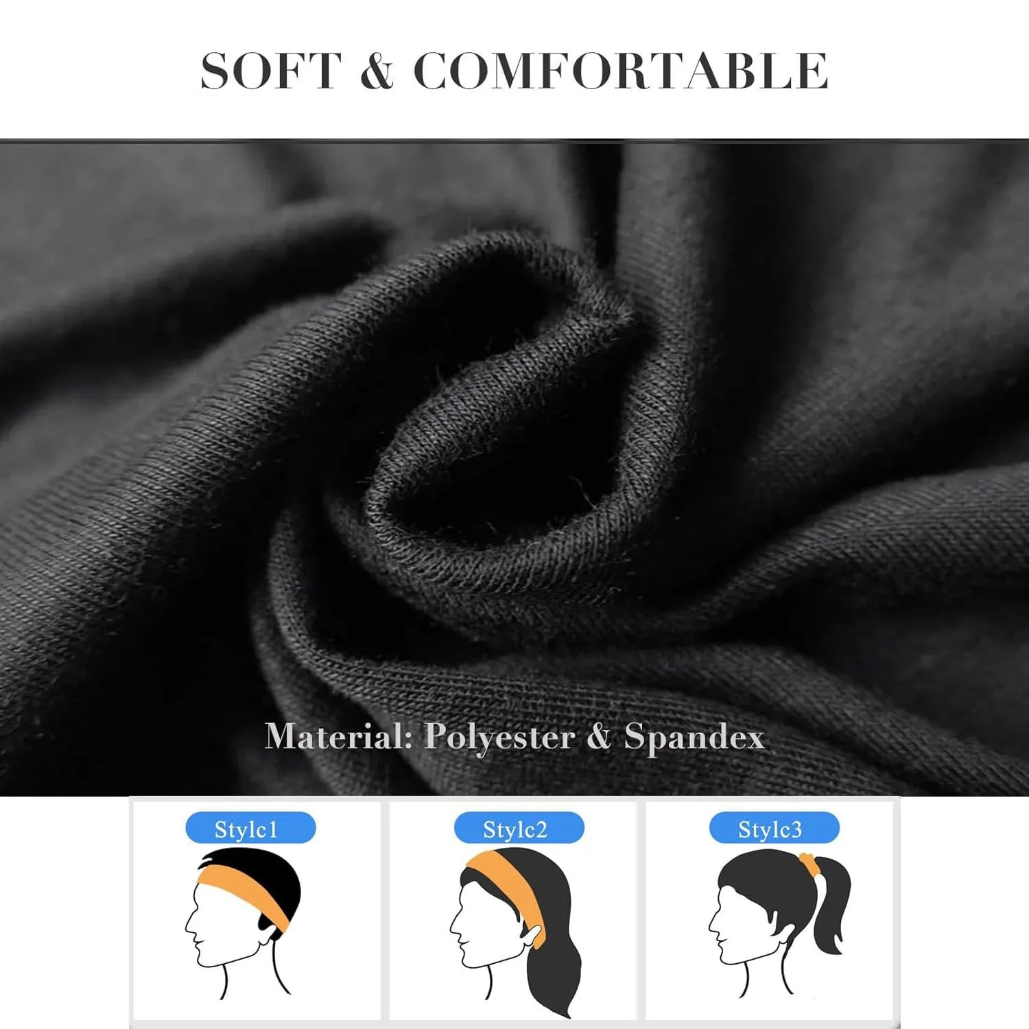 Пов'язка на голову 5 см Унісекс М'яка Еластична, фото №4