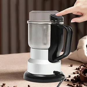 Электрическая кофемолка из нержавеющей стали 180 Вт, многофункциональная мельница для специй, вместимость 500 мл для зерновых, бобов, специй, кофе с щеткой и ложкой synthetic.ua - Фото 1