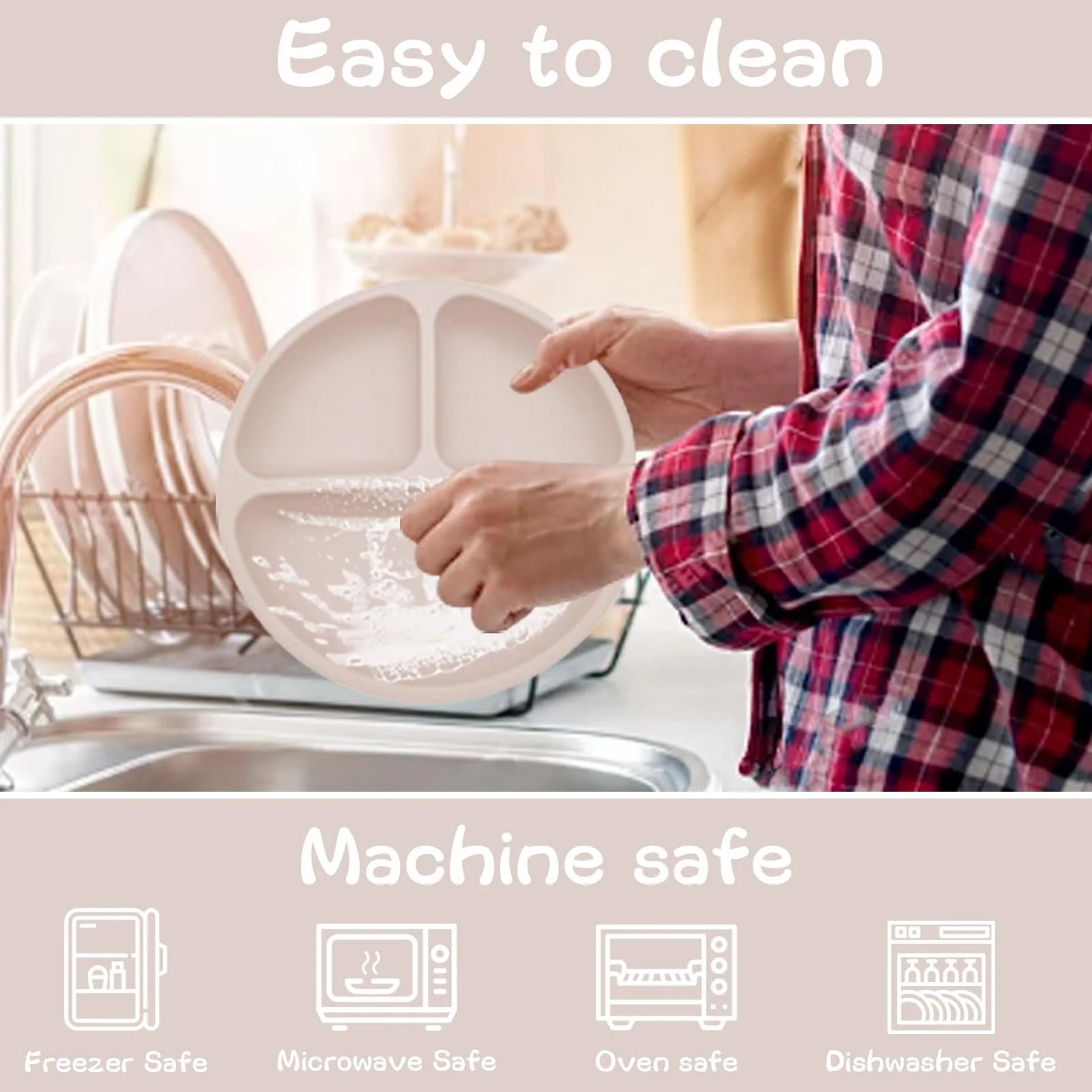 Набір дитячого посуду Bizcasa силіконовий 8 предметів, нековзкий, з присоскою, бежевий, фото №5 Набір дитячого посуду Bizcasa силіконовий 8 предметів, нековзкий, з присоскою, бежевий, фото №5