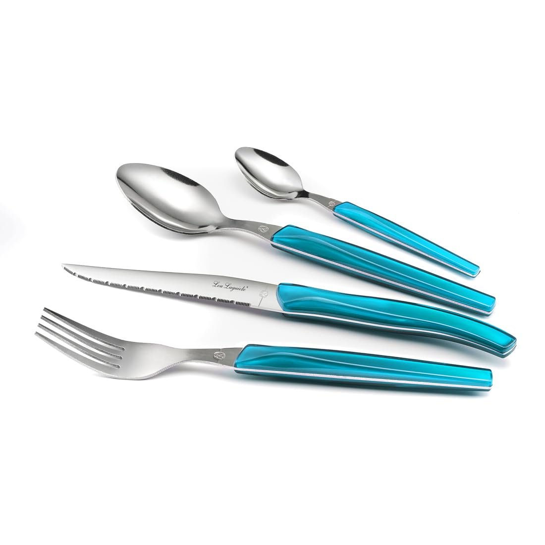 Набор столовых приборов Lou Laguiole RISING SUN на 6 персон, 24 предмета, бирюзовый, фото №4