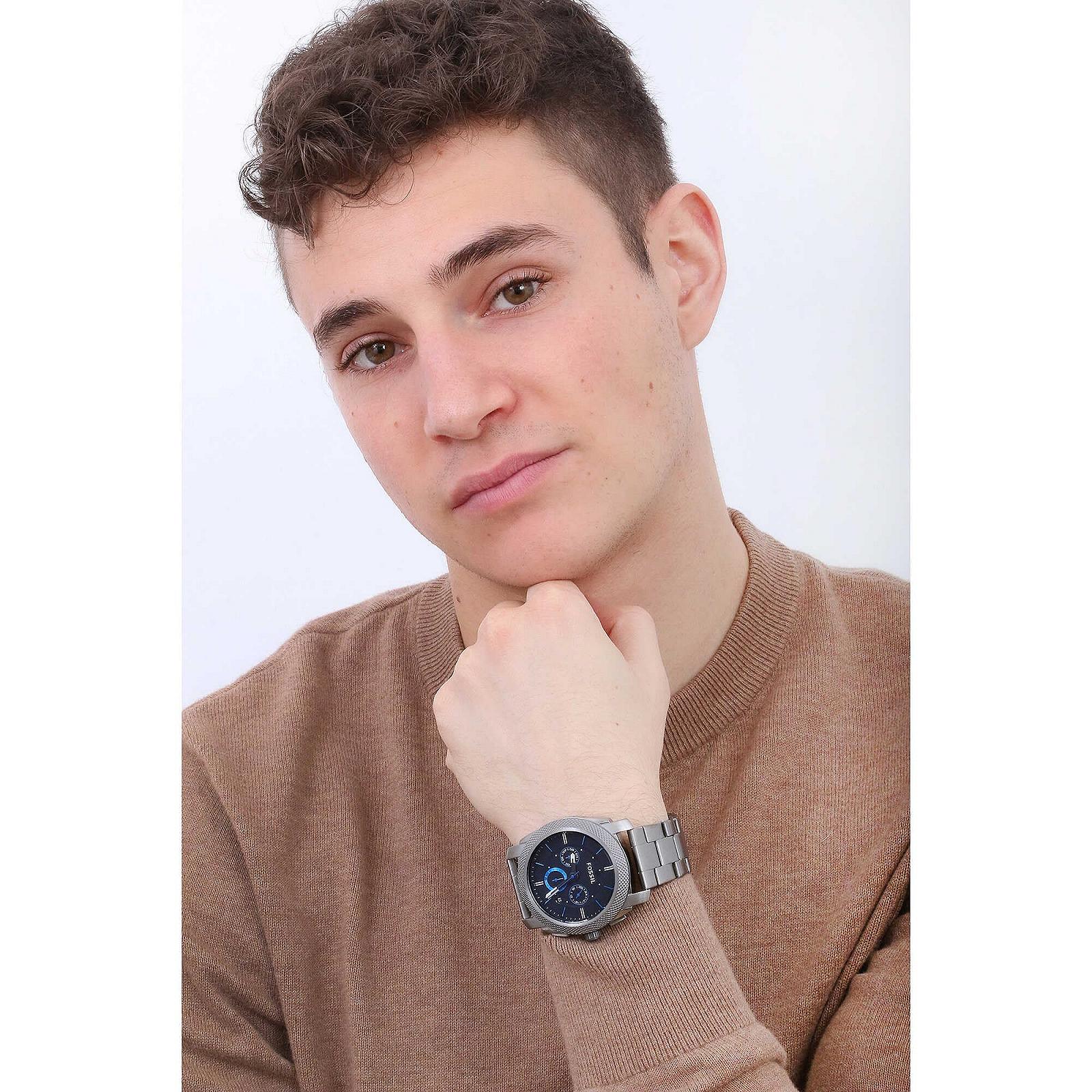 Часы Fossil Machine Мужские, 45 мм Кварцевый Хронограф, Браслет из нержавеющей стали или кожи, фото №3