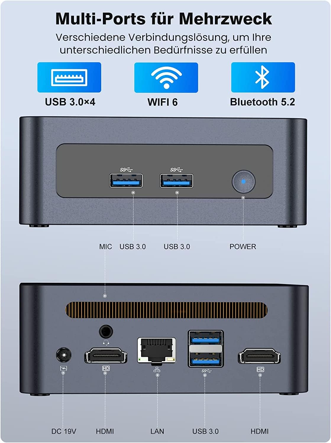 Mini ПК MIPOWCAT з Alder Lake-N100 (до 3.70 ГГц) Сумісний з 16 ГБ DDR4-3200 Сумісний з Windows 11 Pro 1TB M.2 NVME SSD/Подвійний дисплей HDMI 2.0 × 2/ WiFi 6/BT 5.2/USB 3.0, фото №1