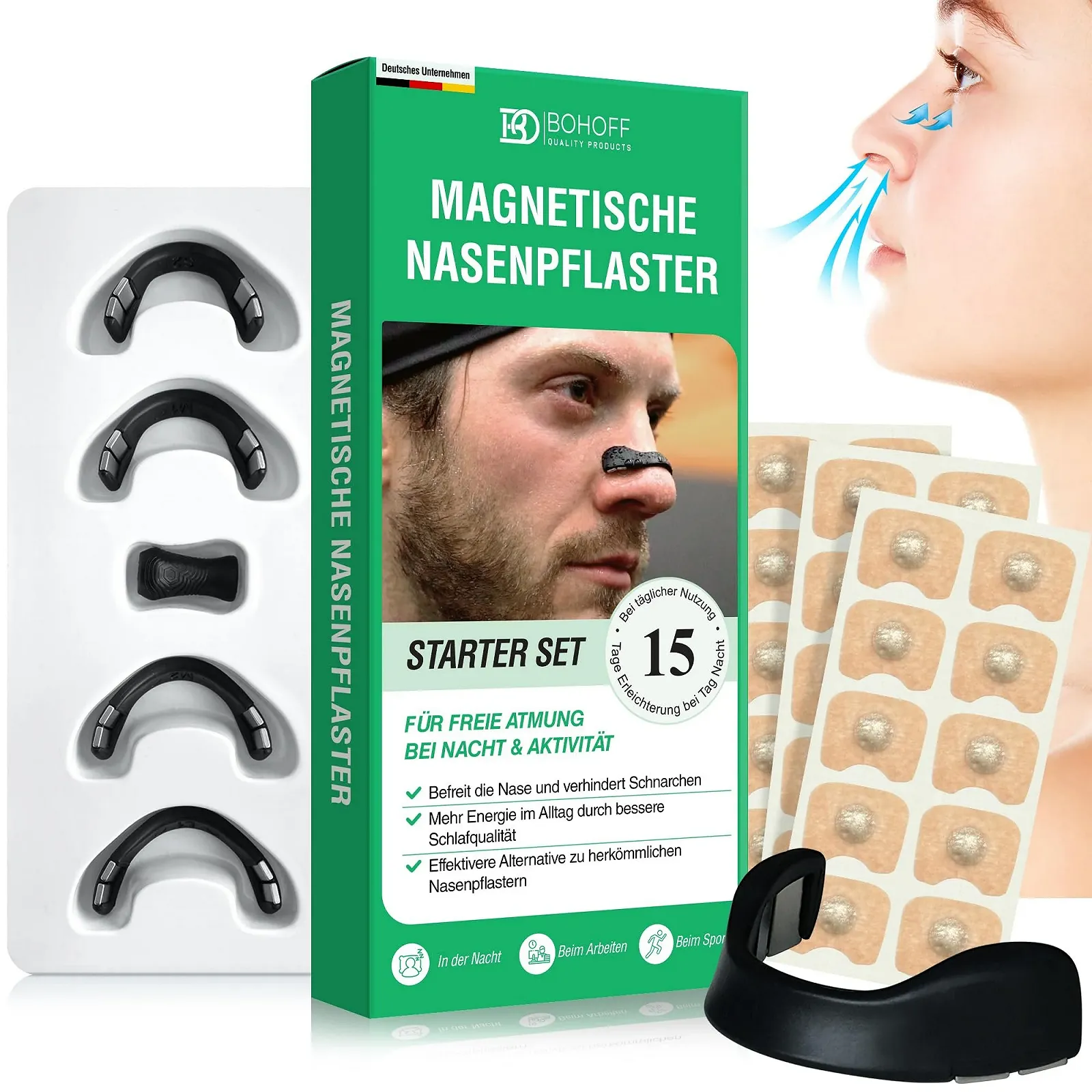 Магнитные назальные пластыри от храпа (стартовый набор на 15 дней), фото №1