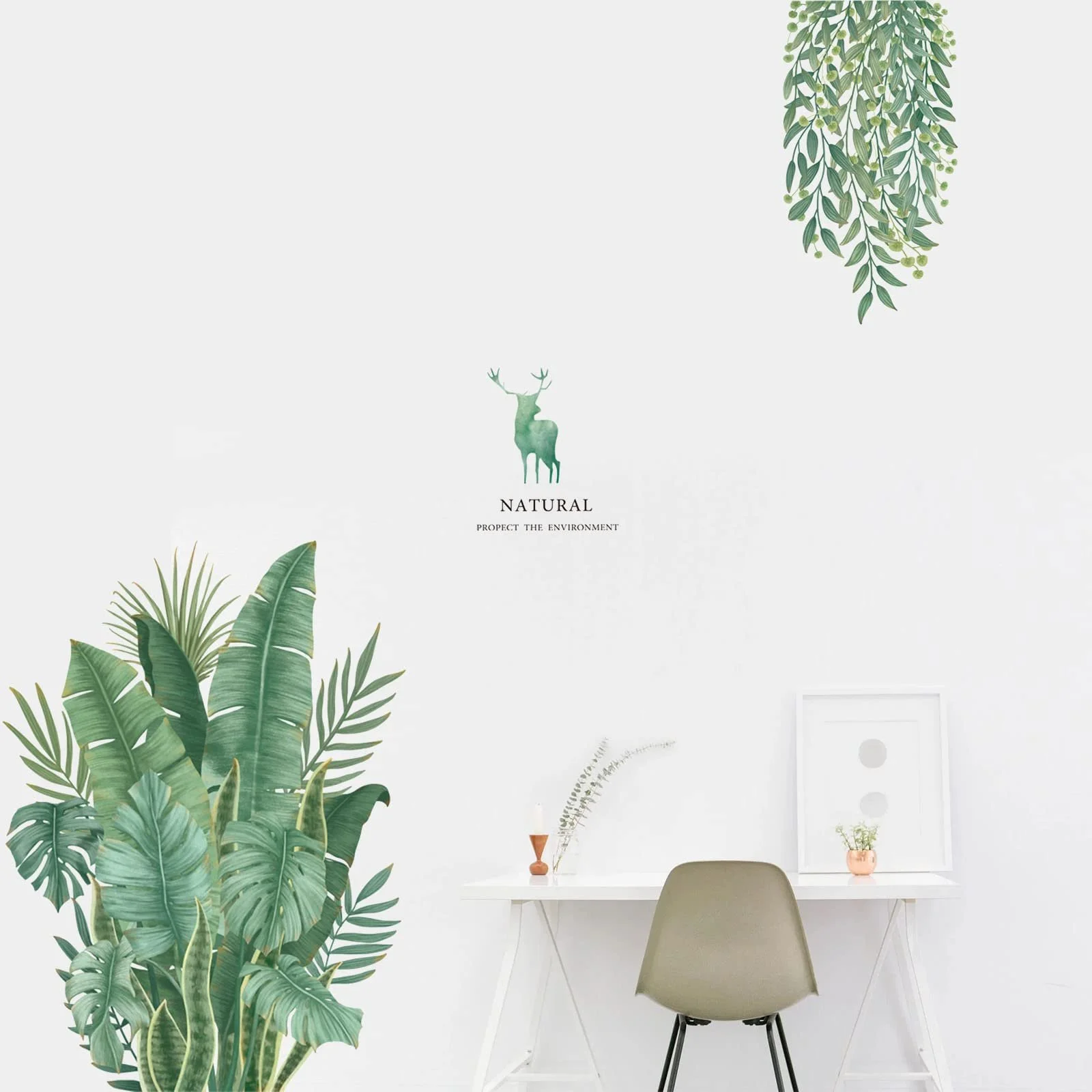 Наклейка на стіну Зелене листя Бананове листя DIY Велика, фото №4