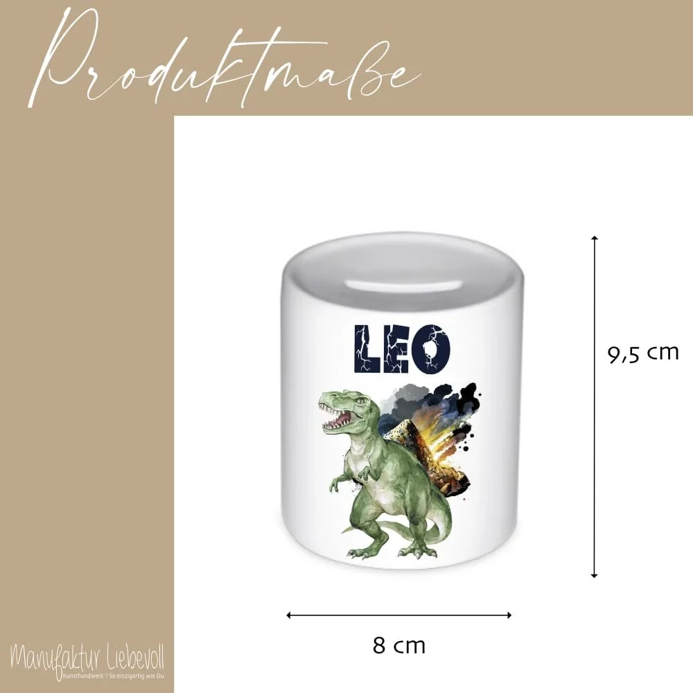 Скарбничка Динозавр Manufaktur Liebevoll T-Rex Керамічна Персоналізована, фото №5
