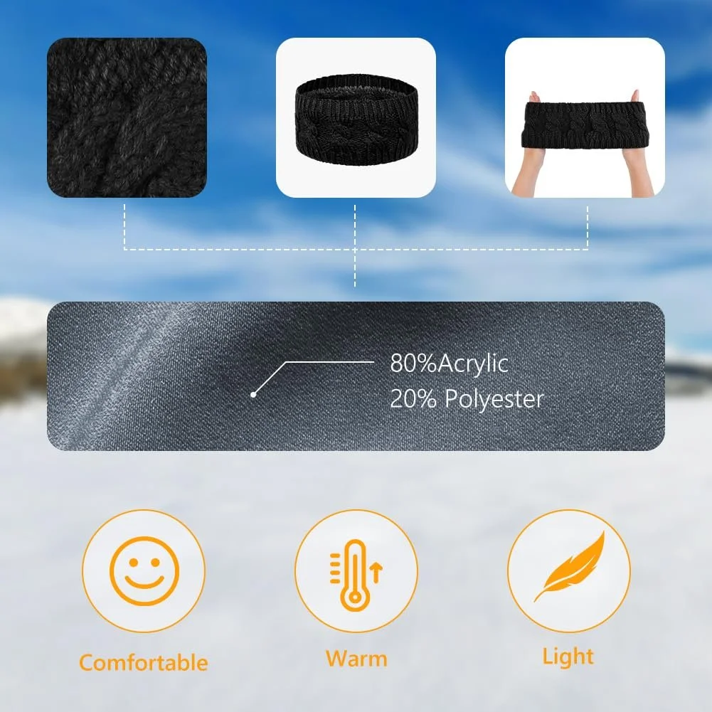 Пов'язка на голову LOPHE Зимова, для жінок/дівчат Чорний, фото №3