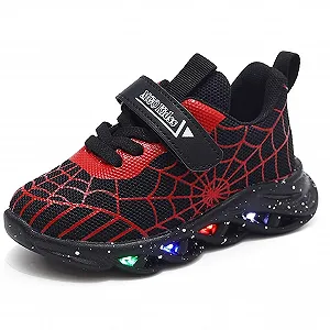 Легкие кроссовки Light shoes для мальчиков, детские LED кроссовки с подсветкой, эффект мигания и застежка на липучке, дышащая легкая подошва из ПВХ, идеально подходят для весны и осени, для помещений и улицы - Фото 1