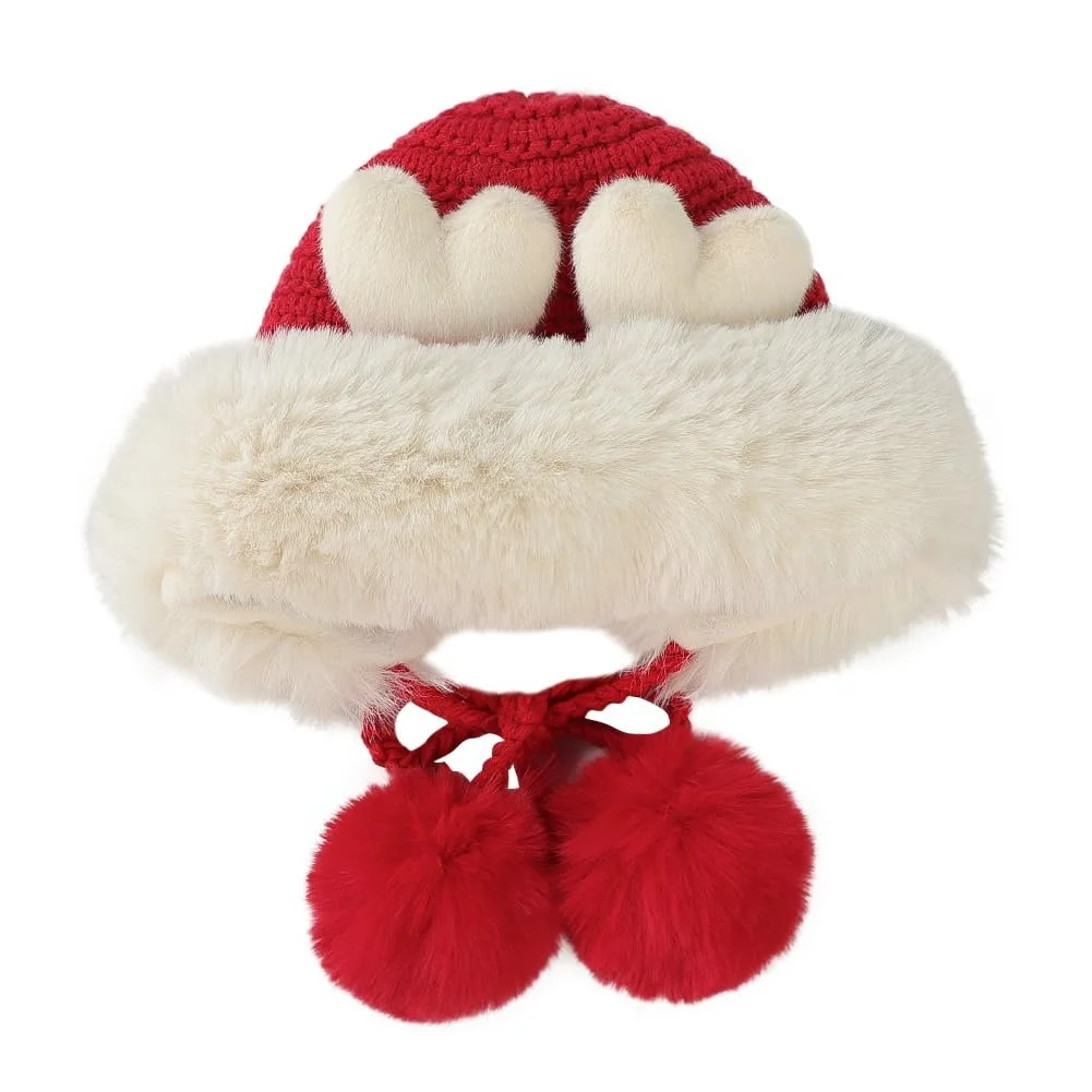 Зимняя шапка Детская вязаная шапка с помпоном Флисовая подкладка, фото №5