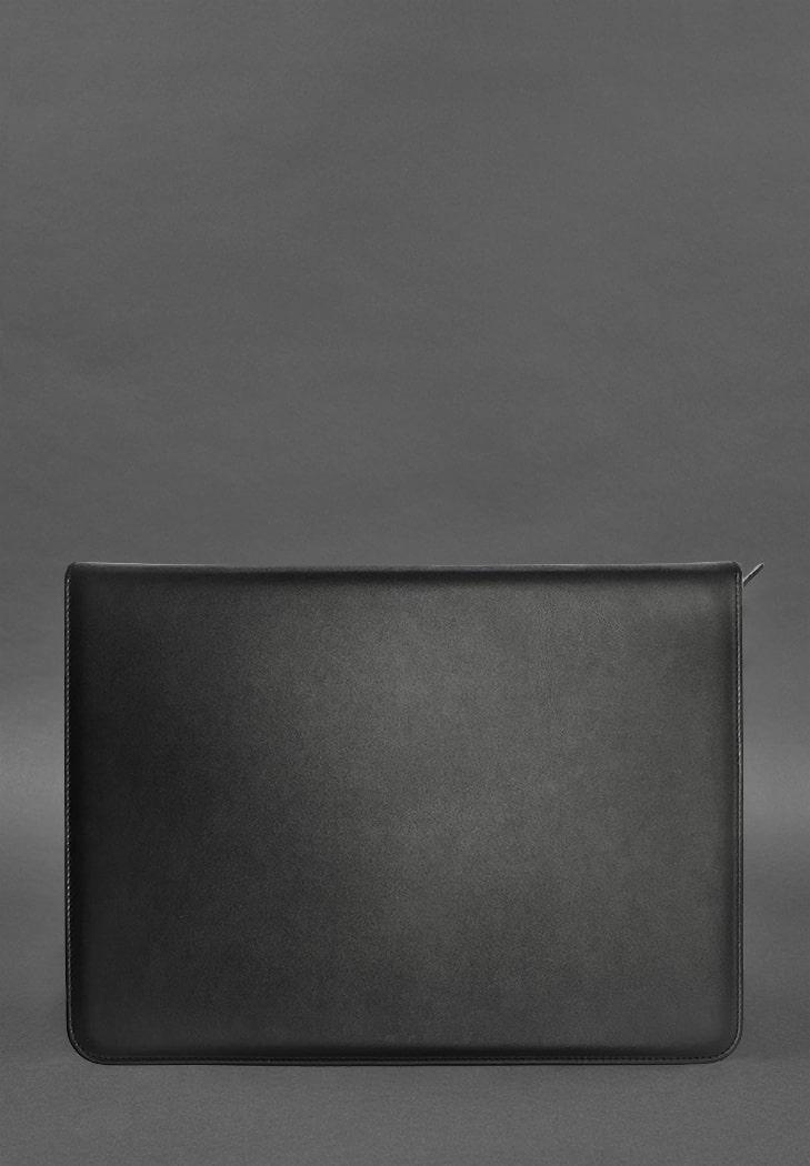 Шкіряна папка А4 на блискавці для документів чорна, фото №1