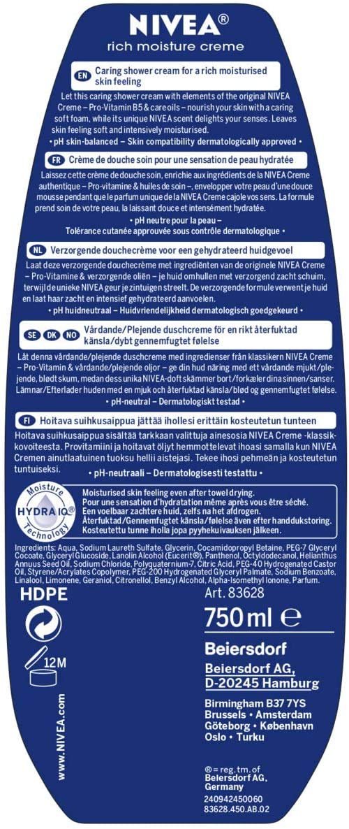 Гель для душа NIVEA Creme Care питательный 250 мл, фото №3